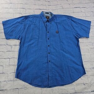 Chaps Ralph Lauren Button Down Shirt MENS XL Blue Crest Oxford Cotton Vintage